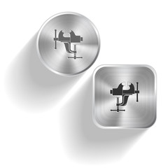 Clamp. Vector set steel buttons