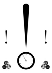 exclamation mark and clock