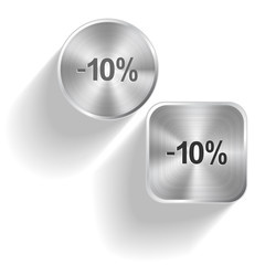 -10%. Vector set steel buttons