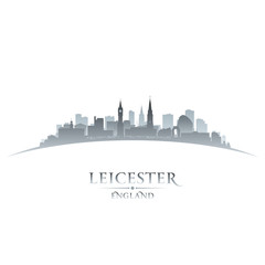 Leicester England city skyline silhouette white background