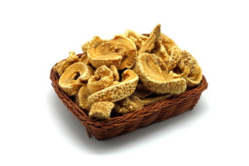 Pork rinds isolated on white background