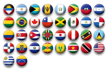 Vector Set of buttons flags of America - 60425769