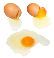 broken egg isolated on white background