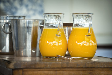 Jug and glass with orange juice