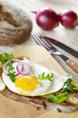 Fried egg open sandwich