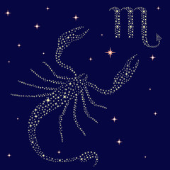 Zodiac sign Scorpio on the starry sky