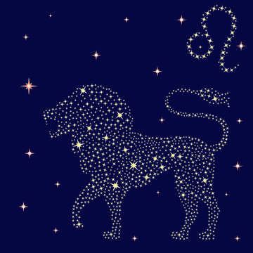 Zodiac sign Leo on the starry sky