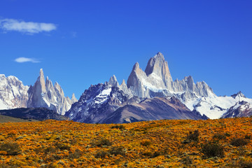 The Mount Fitzroy in Patagonia - obrazy, fototapety, plakaty