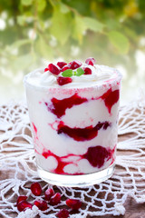 yogurt with pomegranate jam
