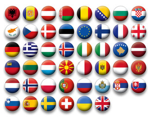 Vector Set of buttons flags of Europe - 60430525