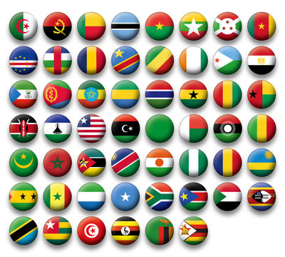 Vector Set of buttons flags of Africa
