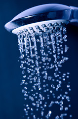 Fototapeta na wymiar shower drops blue