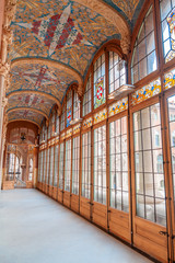 Corridon inside Sant Pau Hospital in Barcelona