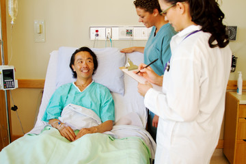 Patient conversing with staff