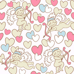cupids seamless pattern for Valentine's Day