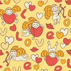 Muurstickers cupids seamless pattern for Valentine's Day © osipov_d
