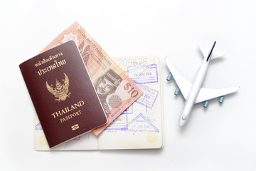 Brunei Darussalam banknotes and Thailand passport