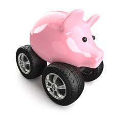 Piggy bank with wheels top view - 60434160