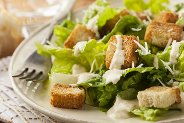 Healthy Green Organic Caesar Salad - obrazy, fototapety, plakaty