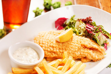 fish with french fries potatoes