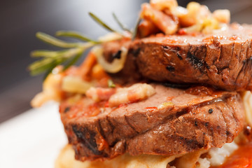 steak with beer