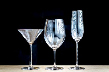 Various types of wine glasses