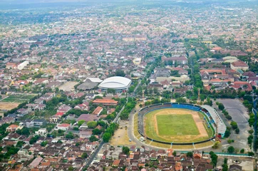 Foto op Canvas aerial view of Yogyakarta from air plane © cescassawin