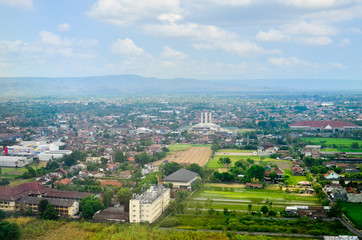 aerial view of Yogyakarta from air plane