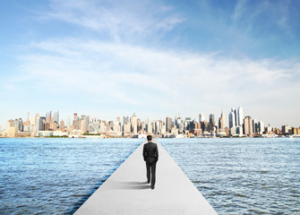 businessman in suit walking