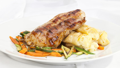 Pork Loin End with Potato rolls  and vegetable