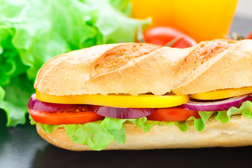 Vegetarian baguette sandwich