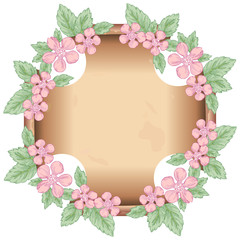 Vintage label and flowers