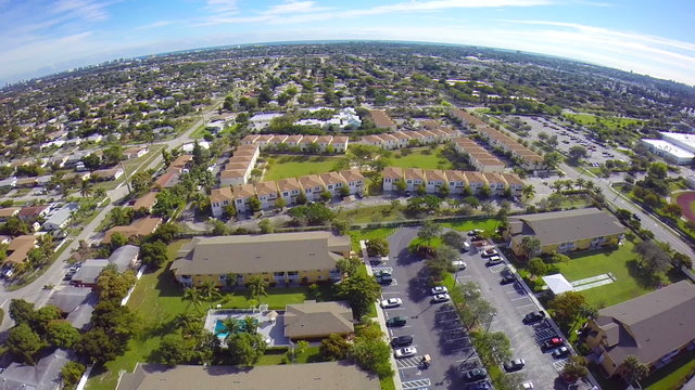 Aerial footage of residential neighborhood