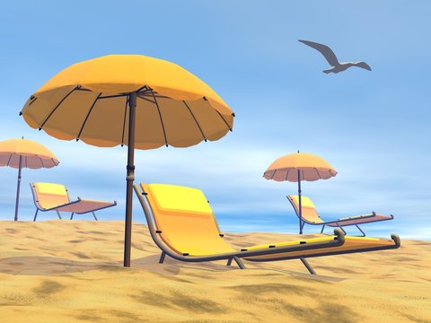 Summer relaxation - 3D render