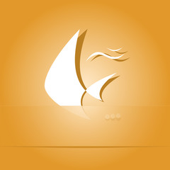 Fish. Paper sticker. Vector illustration.