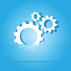 Gears. Paper sticker. Vector illustration.