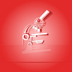 Lab microscope. Paper sticker. Vector illustration.