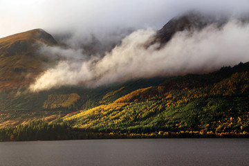 Alpine autumn landscape in Highlands, Scotland, United Kingdom