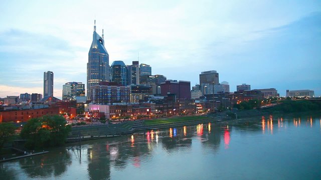 Downtown Nashville, TN in the evening