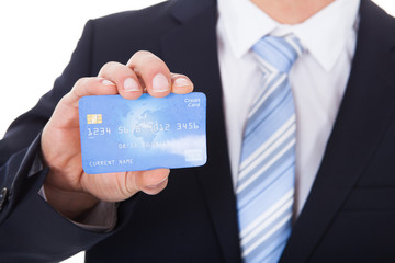 Businessman Holding Credit Card