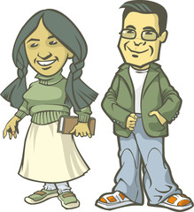 Cartoon man and woman