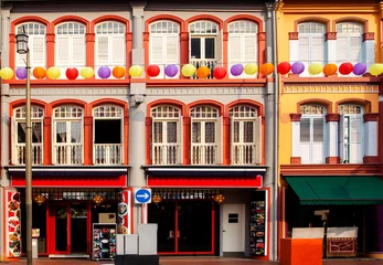 Keuken foto achterwand Singapore Kleurrijke winkelpanden in Chinatown in Singapore