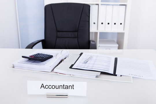 Accountant Name Plate On Desk