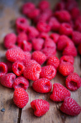Closeup of fresh picked raspberries