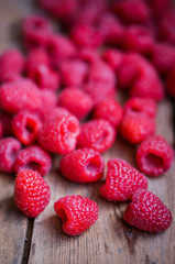 Closeup of fresh picked raspberries