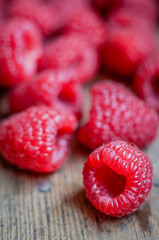 Closeup of fresh picked raspberries