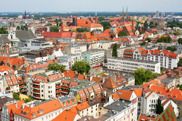 Fototapeta na wymiar Aerial view of central Wroclaw