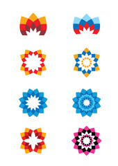 Set of flower abstract logos. Icons for any type of business