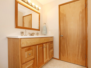 Honey wooden bathroom cabinets