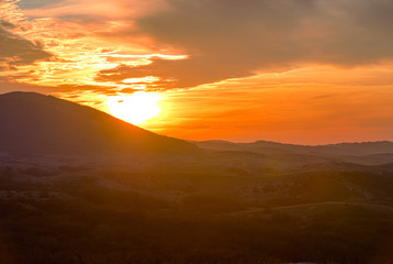 Mountains with colorful sky